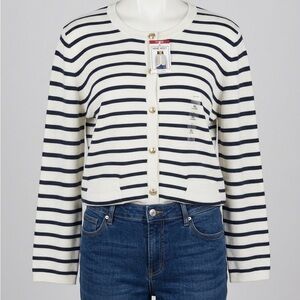 Nine West Black and White Striped Cardigan